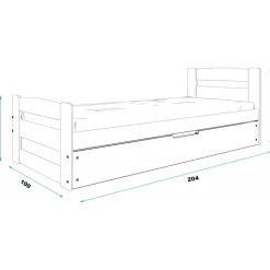 Juniorsäng Ernie med förvaring 90 cm - Furu