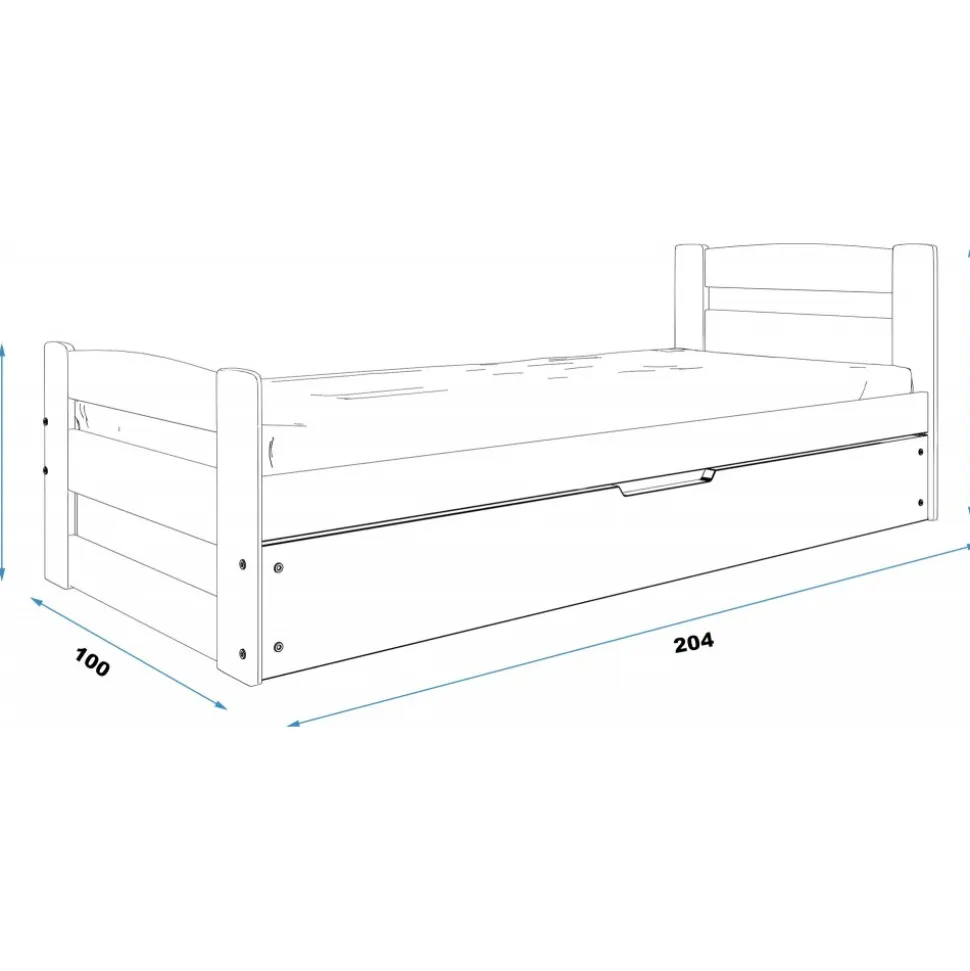 Juniorsäng Ernie med förvaring 90 cm - Furu