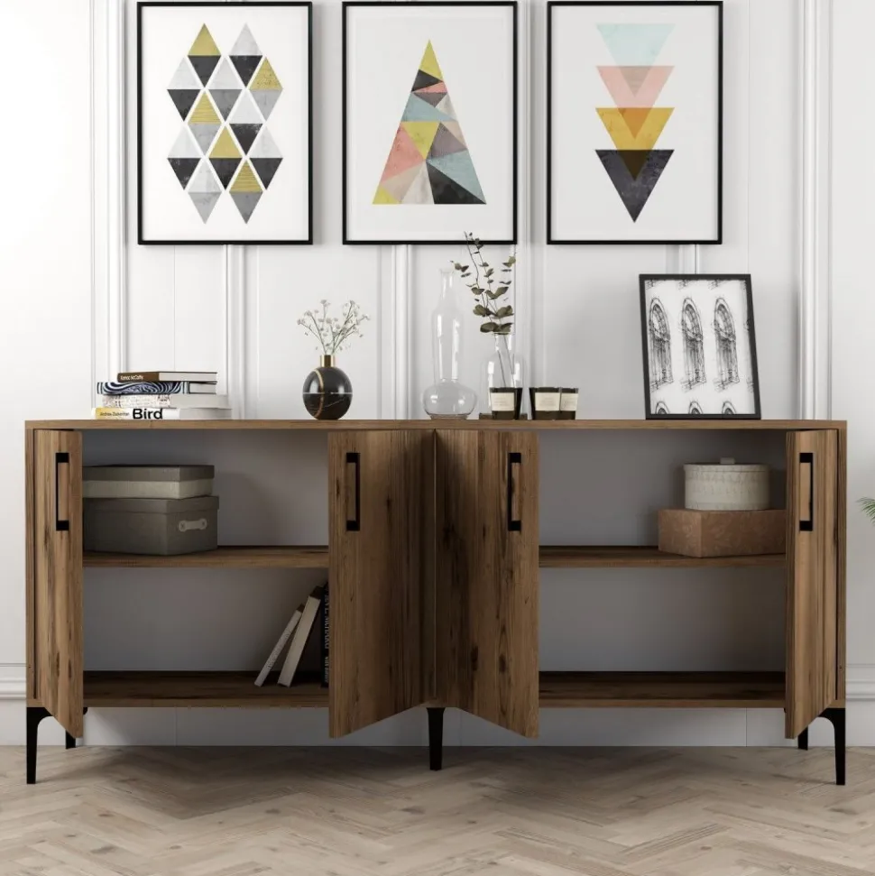 Kiev skänk 180 cm - Valnöt + Möbeltassar