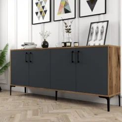 Kiev skänk 180 cm - Valnöt/antracit + Fläckborttagare för möbler