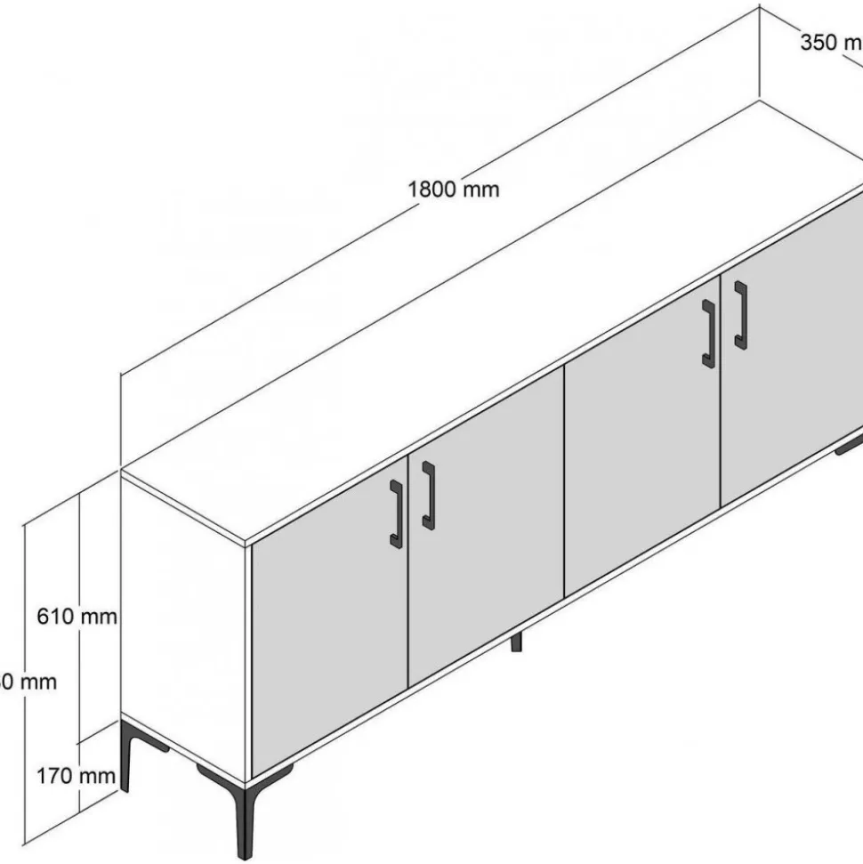 Kiev skänk 180 cm - Valnöt/antracit + Fläckborttagare för möbler