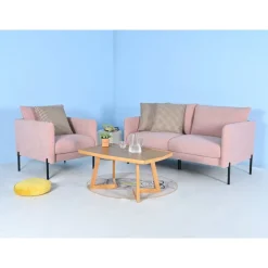 Kingsley 2,5-sits soffa i rosa sammet + Fläckborttagare för möbler