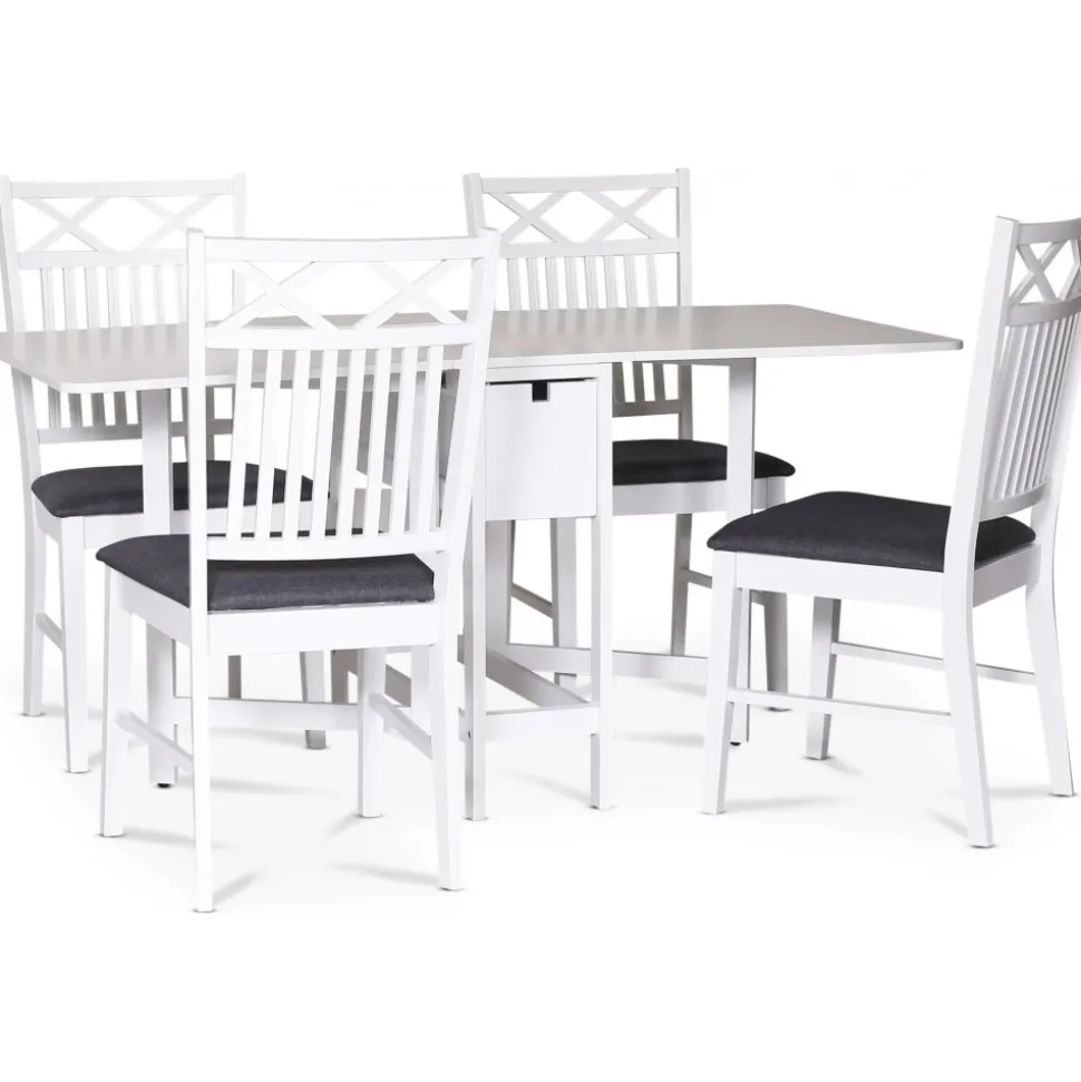 Klaffbord vitt med 4 stolar - Sandhamn