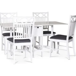 Klaffbord vitt med 4 stolar - Sandhamn + 4.00 x Stolsdyna