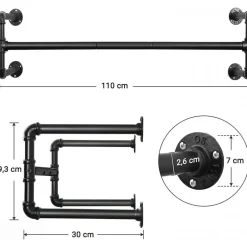 Kommendör klädstång, 2-pack - Svart