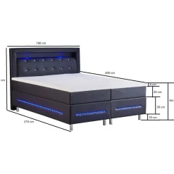 Kontinentalsäng med LED-belysning 180 cm - New York + Textilrengöring för möbler