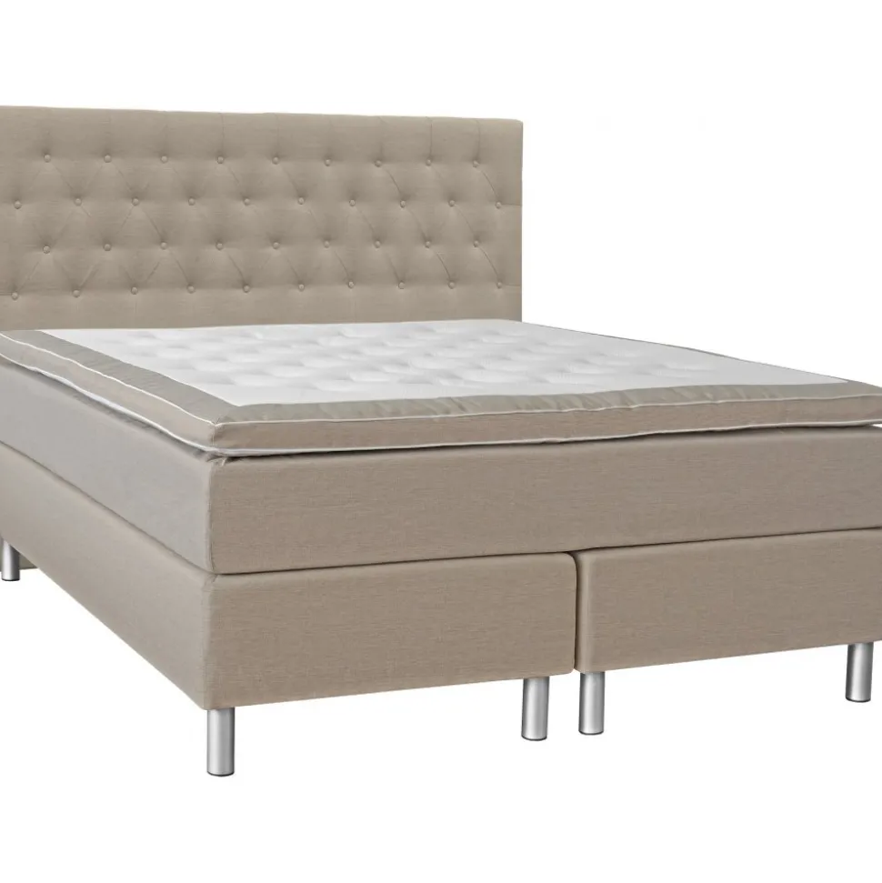 Kontinentalsäng 160x200 cm med sänggavel - Beige - Nova