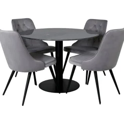 Kvarnbacken matbord 106 cm - Mörk marmor/svart