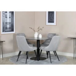 Kvarnbacken matbord 106 cm - Mörk marmor/svart