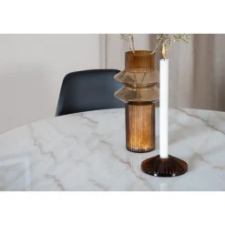 Kvarnbacken matbord 106 cm - Ljus marmor/svart