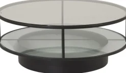 Kävsta soffbord Ø100 cm - Svart/glas