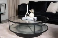 Kävsta soffbord Ø100 cm - Svart/glas
