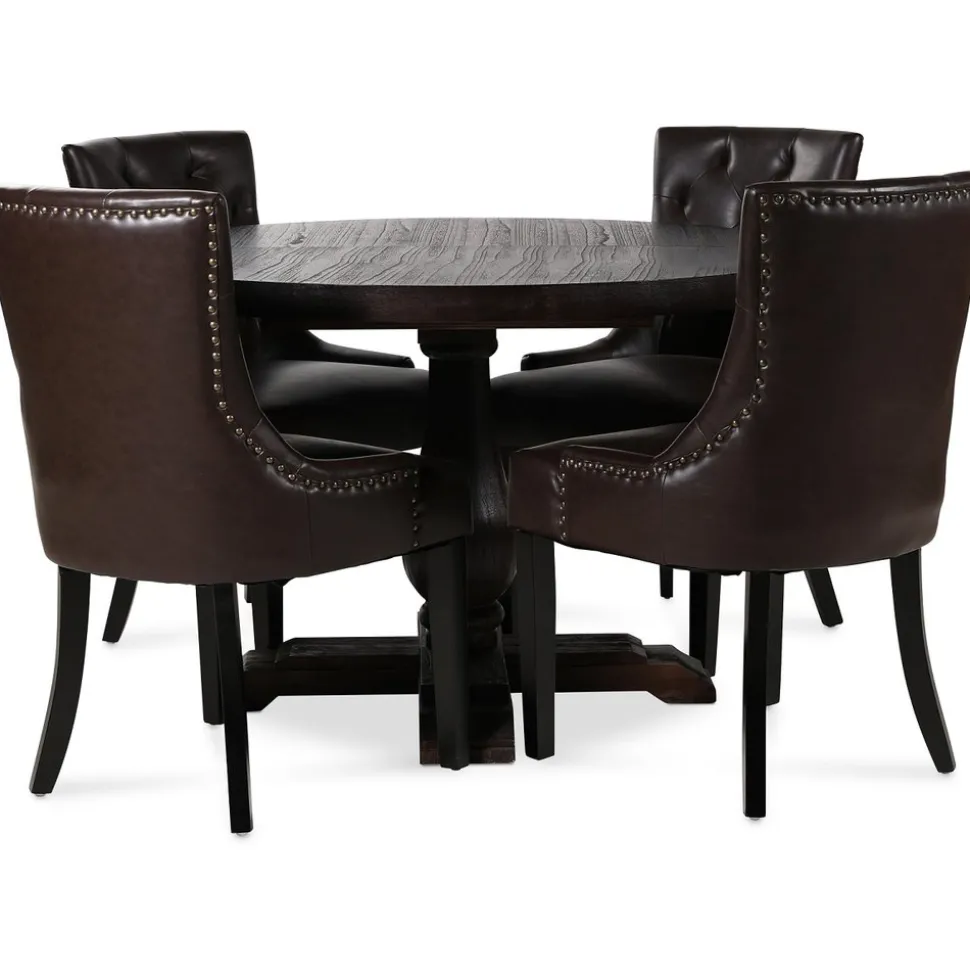 Lamier matgrupp Bord med 4 st Tuva stolar i brun PU + 4.00 x Stolsdyna