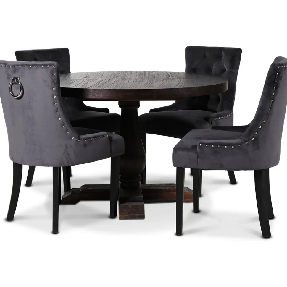 Lamier matgrupp Bord med 4 st Tuva stolar i grå sammet