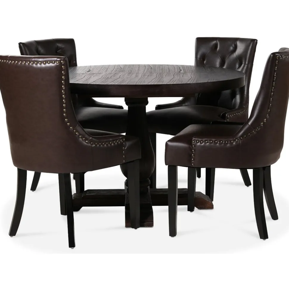 Lamier matgrupp Bord med 4 st Tuva stolar i brun PU + 3.00 x Möbeltassar