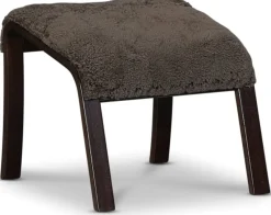 Lammet / Fushion fotpall i fårskinn scandinavian expresso - Mörk valnöt