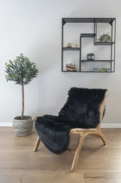 Lammskinn imitation - Svart - 60x180