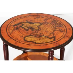 Lampbord i valnöt med världskarta Ø60 cm