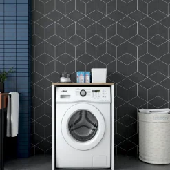 Lang tvättmaskinskåp 3 - Valnöt/vit