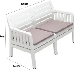 Lara 2-sits soffa - Vit + Textilskydd för utemöbler