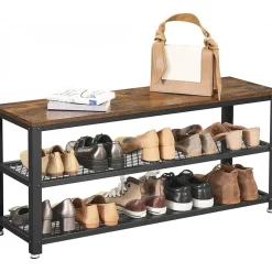 Lasse skohylla 100 cm - Brun/svart