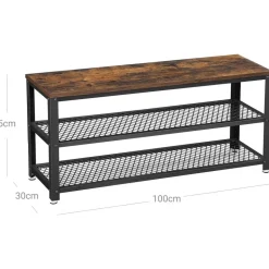 Lasse skohylla 100 cm - Brun/svart