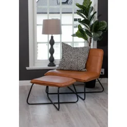 Laxa fåtölj med fotpall - Brun/svart + Textilrengöring för möbler