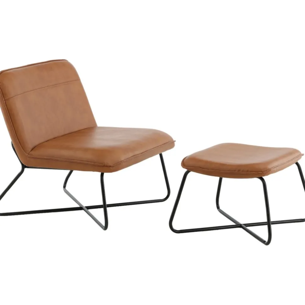 Laxa fåtölj med fotpall - Brun/svart