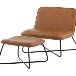 Laxa fåtölj med fotpall - Brun/svart