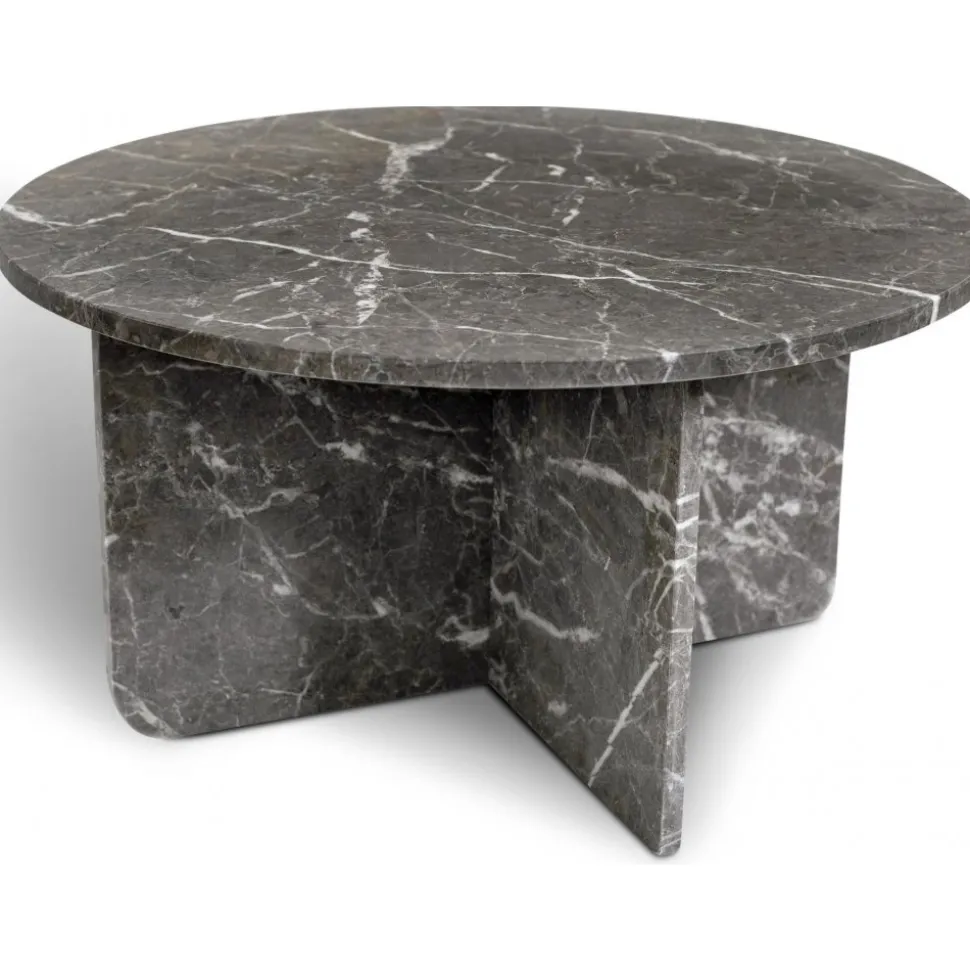 Level runt soffbord i grå marmor Ø85 cm