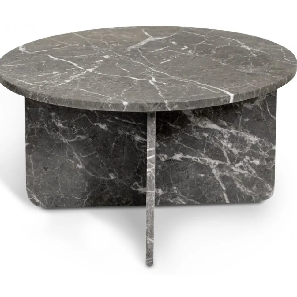 Level runt soffbord i grå marmor Ø85 cm