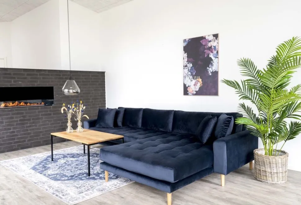 Lido divansoffa höger - Mörkblå sammet