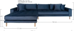 Lido divansoffa vänster - Mörkblå sammet