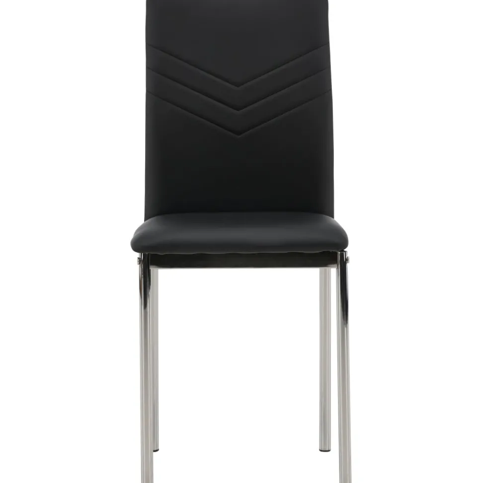 Lily matstol - Svart PU/krom