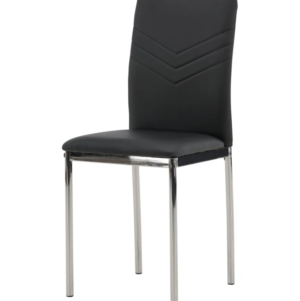 Lily matstol - Svart PU/krom