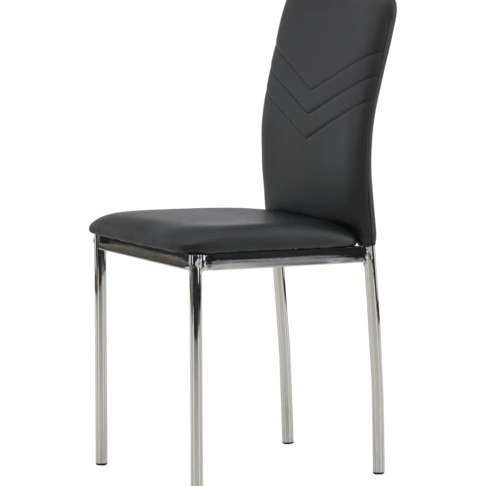 Lily matstol - Svart PU/krom