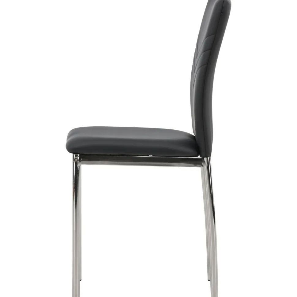 Lily matstol - Svart PU/krom