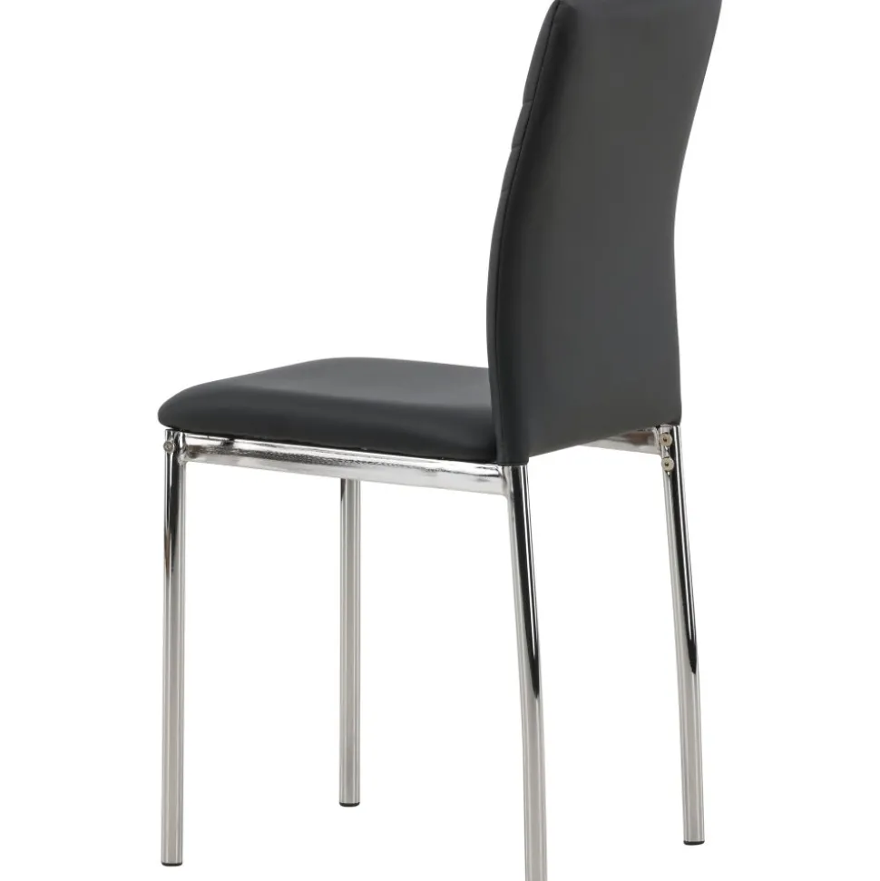 Lily matstol - Svart PU/krom