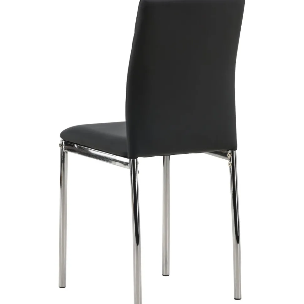 Lily matstol - Svart PU/krom