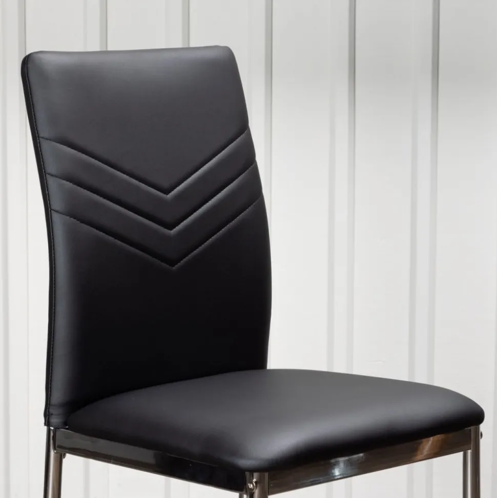 Lily matstol - Svart PU/krom