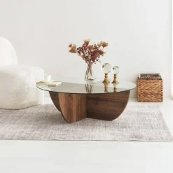 Lily soffbord Ø90 cm - Valnöt + Textilrengöring för möbler