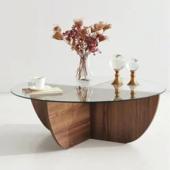 Lily soffbord Ø90 cm - Valnöt + Möbeltassar