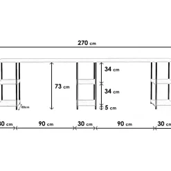 Limbo skrivbord 270x60 cm - Ek
