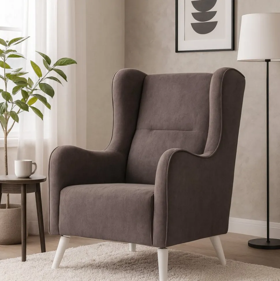 Linsey öronlappsfåtölj - Mörkgrå + Fläckborttagare för möbler