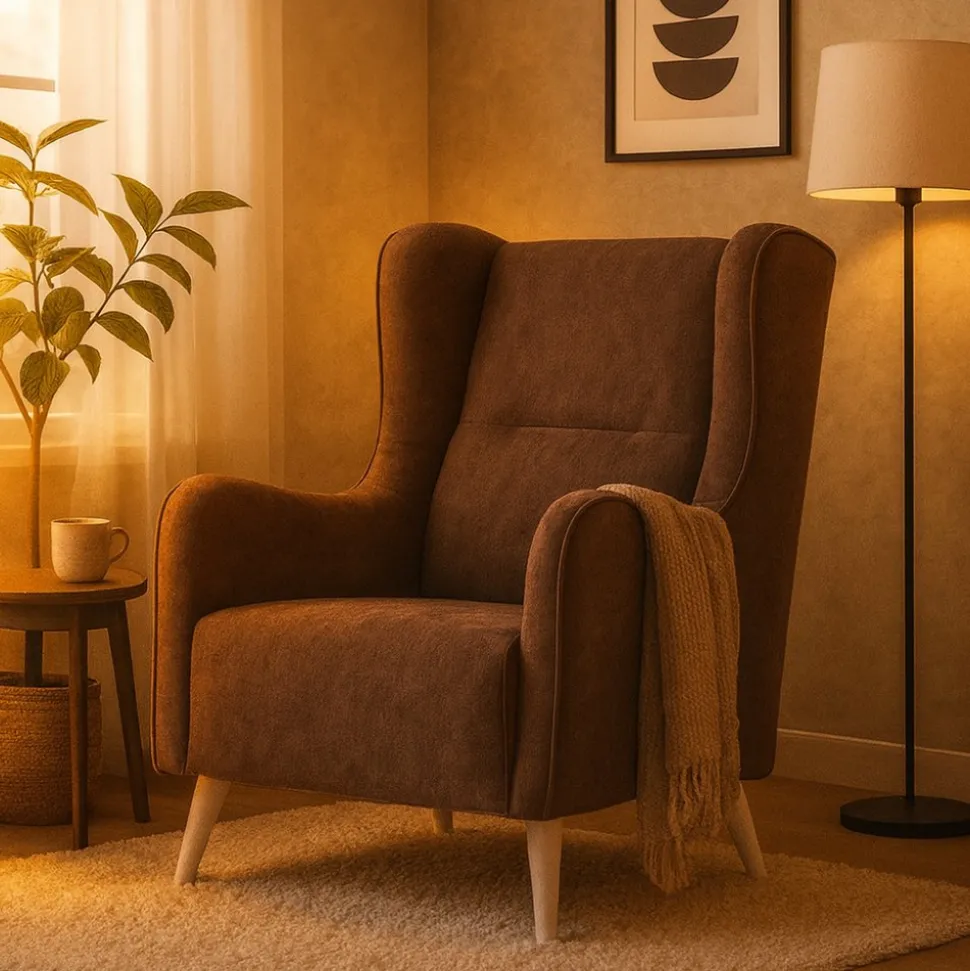 Linsey öronlappsfåtölj - Mörkgrå + Fläckborttagare för möbler