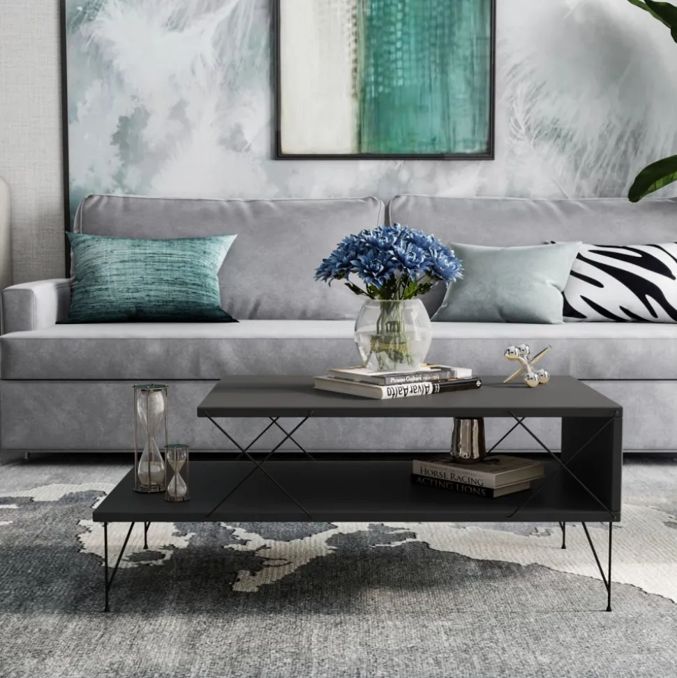 Lone soffbord 100 x 50 cm - Antracit + Textilrengöring för möbler