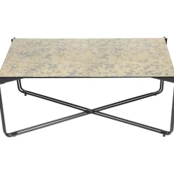 Lori soffbord 110x60 cm - Antikfärgad spegelglas mässing + Möbeltassar