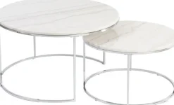 Lormont satsbord i marmor Ø80/60 cm - Ljus marmor/krom + Möbeltassar