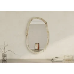 Lossa väggspegel - Vit marmor