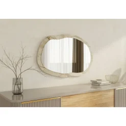 Lossa väggspegel - Vit marmor